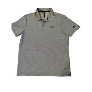 Adidas Blue and White Striped Golf Polo Size L Large
